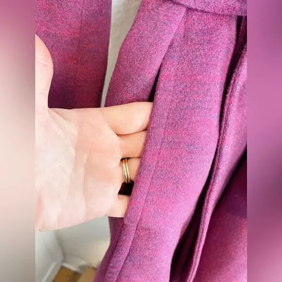 Trina Turk coat with fur trim collar in fuchsia purple 6